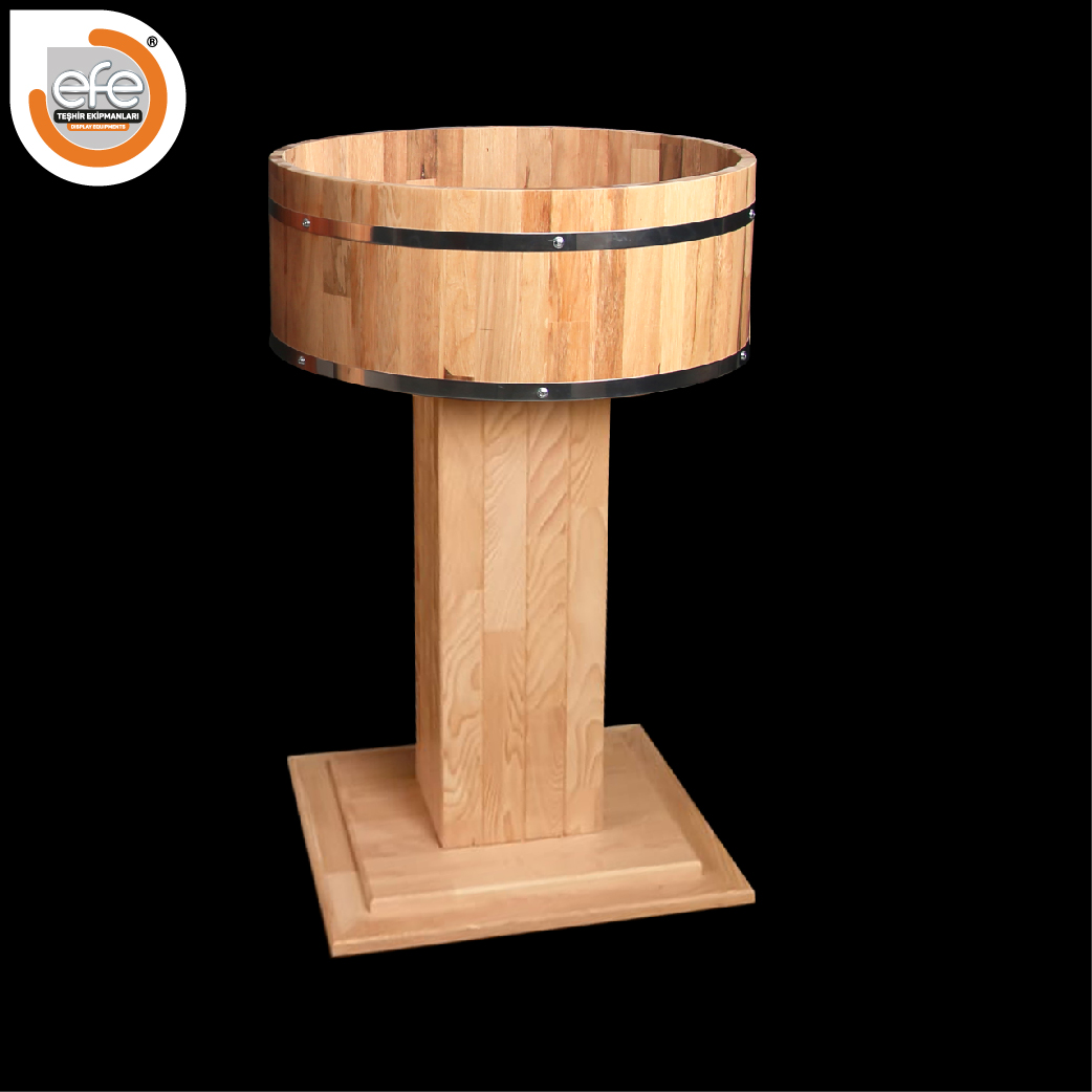 Masif Ahşap Kare Tabanlı Yuvarlak Havuz