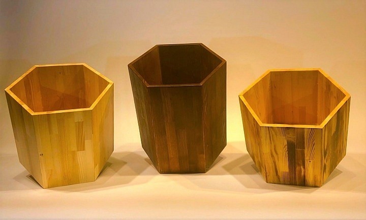 Masif Ahşap Altıgen Kova