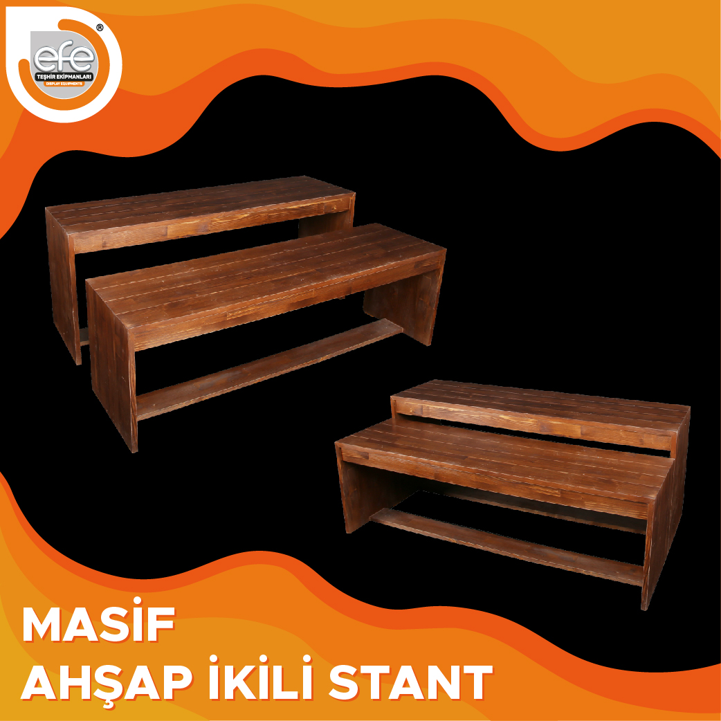 Masif Ahşap İkili Stant